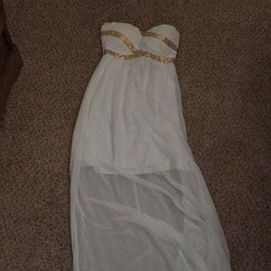 White and gold maxi dress